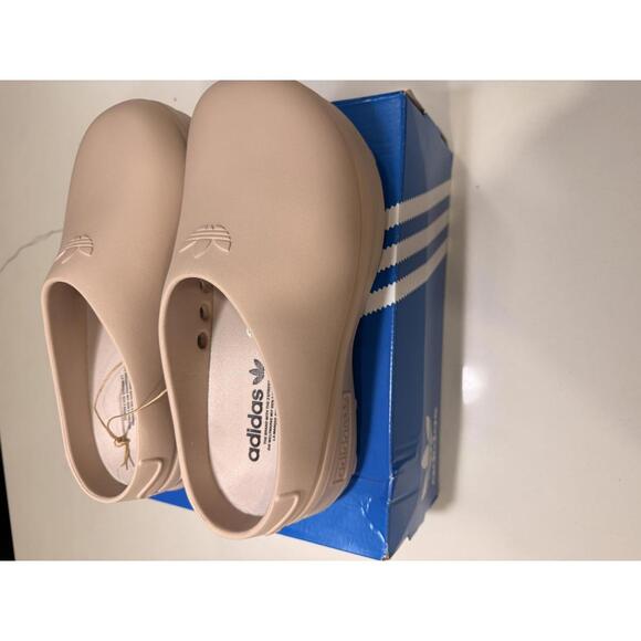 Adidas Adifoam Stan Smith Slip On Mules Clogs Taupe Tan Beige New 9 Women’s - Picture 2 of 5